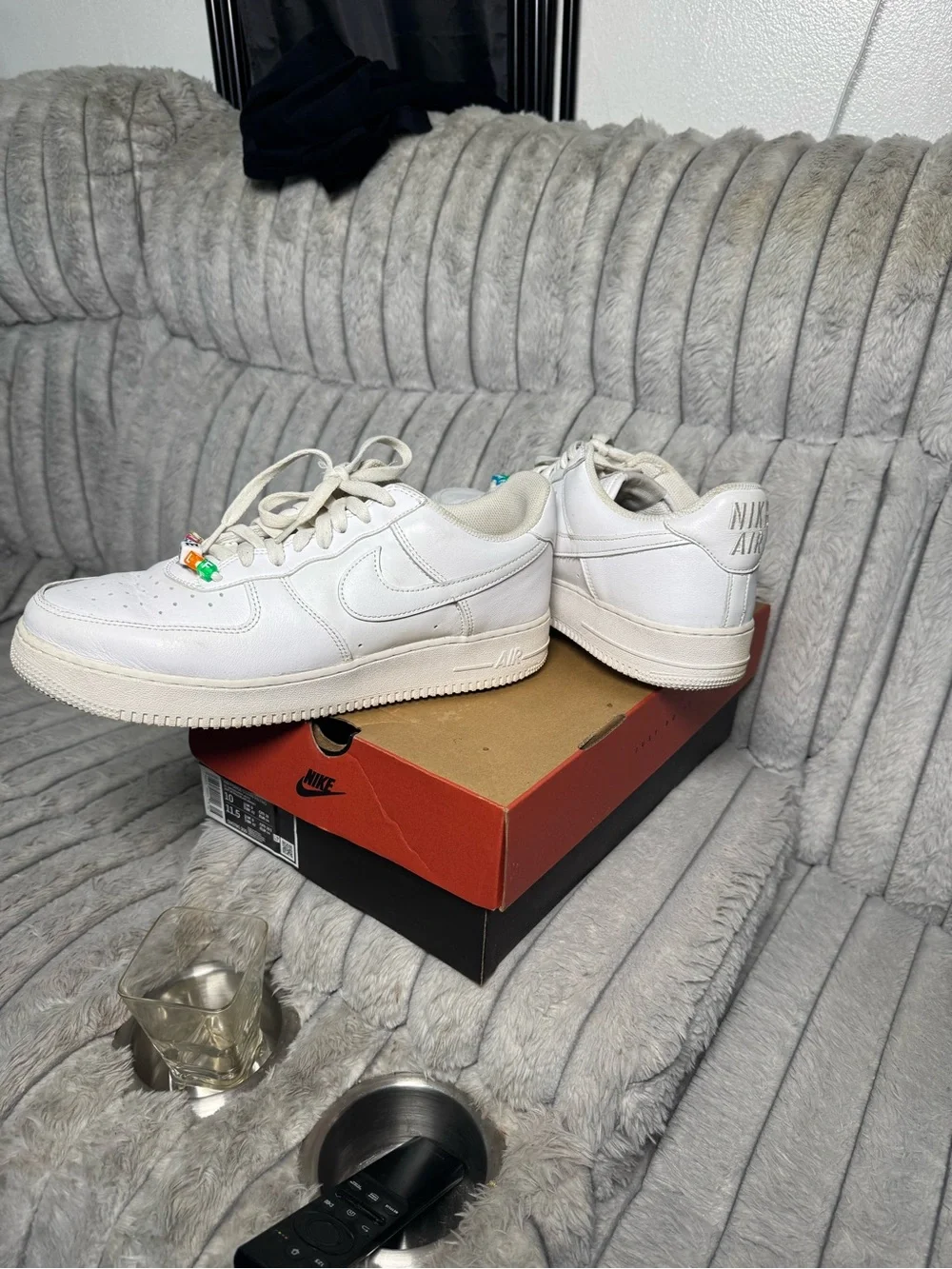 Nike White Leather Sneaker with Multicolor LOVE Bead Accent